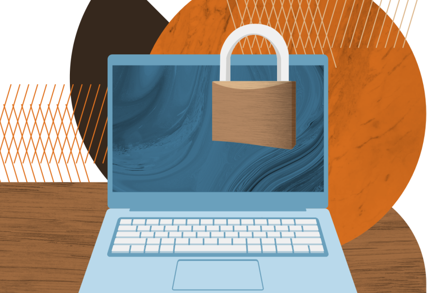 Illustration of a laptop with a padlock