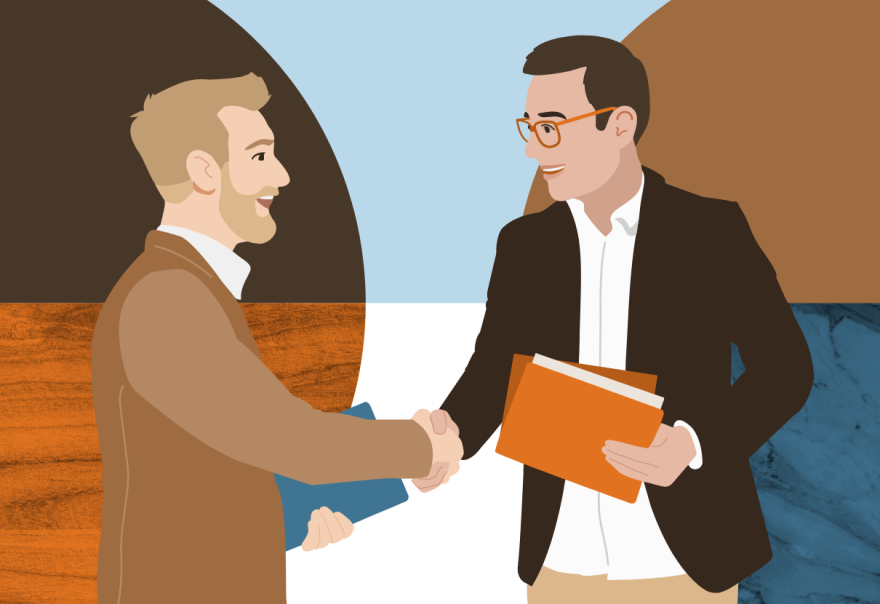 Illustration of two men shaking hands