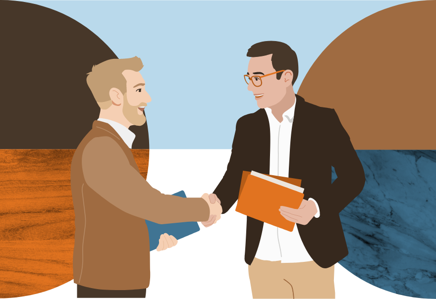 Illustration of two men shaking hands